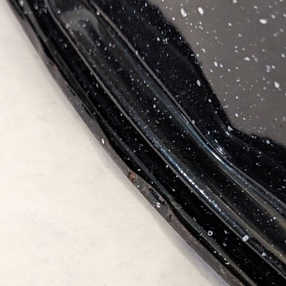 Vintage Graniteware Roasting Pan Black White Speckled Enamelware Oval Lidded 13" - Picture 7 of 11